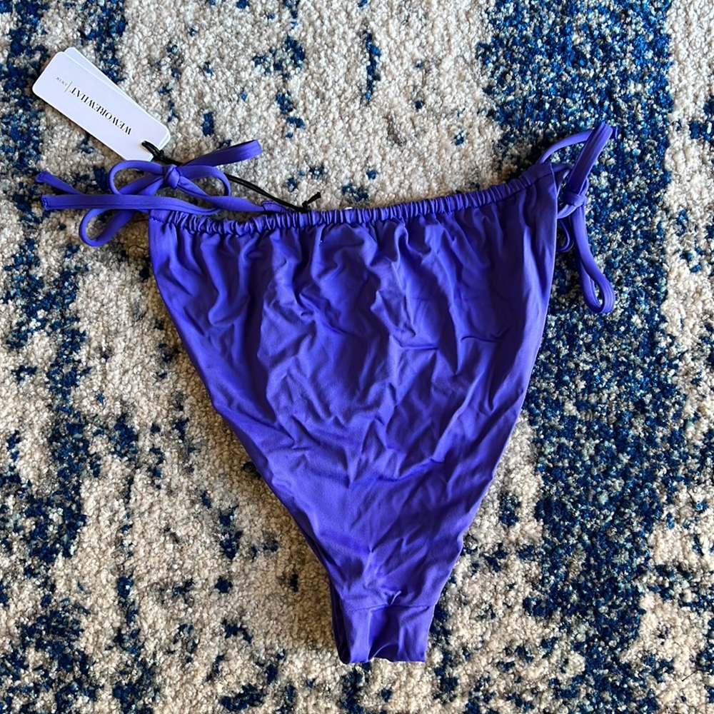 WeWoreWhat Ruched String Bikini Bottom in Sapphire Small - Picture 7 of 7